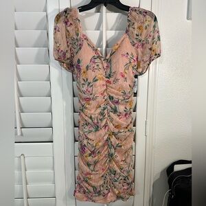 GUESS FLORAL RUCHED DRESS